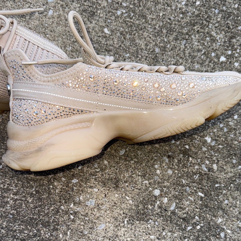 Steve Madden Beige Rhinestone Sneakers